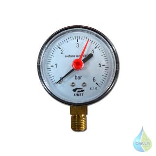 Manometer 0-6 bar 1/4" S (so spodným pripojením)