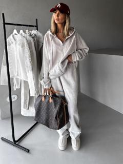 Béžová bavlnená oversize teplákovka JACGUEL Veľkosť: ONESIZE