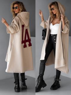 Béžová maxi oversize mikina PLUSYT na zips Veľkosť: ONESIZE