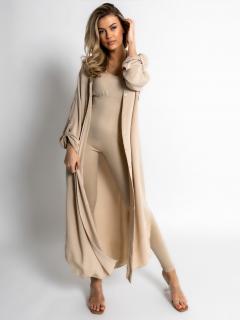 Béžové basic dlhé košeľové šaty košele NESSY Veľkosť: ONESIZE
