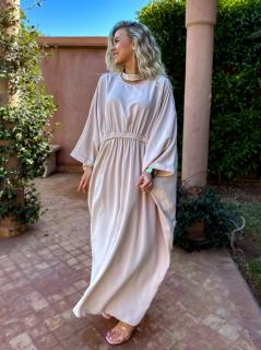 Béžové elegantné dlhé šaty MAXIS Veľkosť: ONESIZE