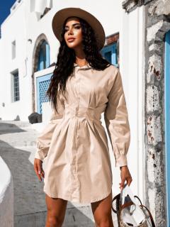 Béžové košeľové šaty SIERRA na gombíky Veľkosť: ONESIZE
