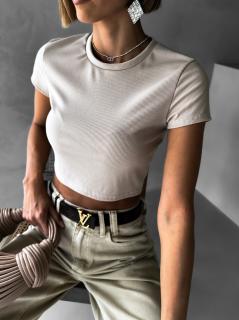 Béžové krátke crop tričko COMB Veľkosť: ONESIZE