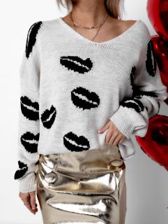 Béžový elegantný sveter MAITEA so vzormi Veľkosť: ONESIZE