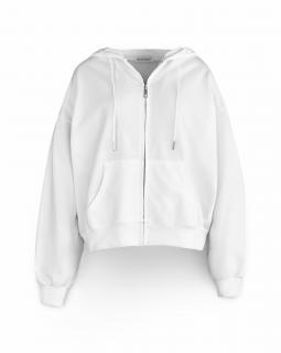 Biela basic bavlnená mikina s kapucňou OUTUBRO na zips Veľkosť: ONESIZE