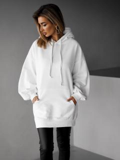Biela oversize dlhá mikina CRUZY s kapucňou Veľkosť: ONESIZE