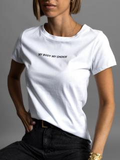 Biele 100% bavlna tričko MALCOM s nápisom My body My choice Veľkosť: ONESIZE