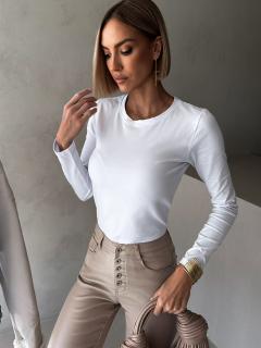 Biele bavlnené basic tričko ETELA s dlhým rukávom Veľkosť: M/L