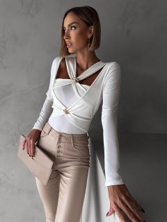 Biele elastické body ULINDA s prestrihmi Veľkosť: ONESIZE