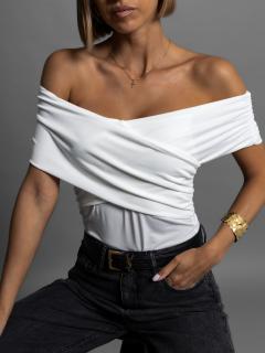 Biele elegantné body RAINERE s odhalenými ramenami Veľkosť: ONESIZE