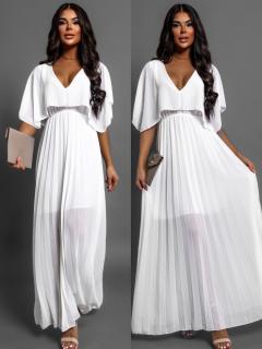 Biele elegantné šaty PARFOMELLE s výstrihom do V