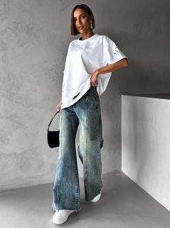 Biele oversized trhané tričko BERATI Veľkosť: ONESIZE