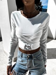 Biely crop top QUINTEN s opaskom Veľkosť: ONESIZE