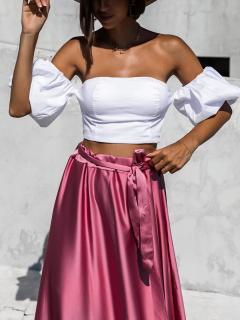 Biely elegantný crop top DENNER s rukávmi