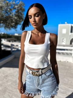 Biely elegantný crop top LOTES Veľkosť: ONESIZE