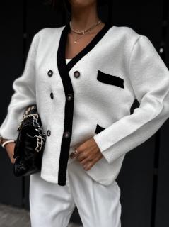 Biely elegantný sveter LOUKET s gombíkmi Veľkosť: ONESIZE
