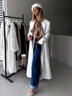 Biely prúžkatý oversized kabát TANJIRO Veľkosť: ONESIZE