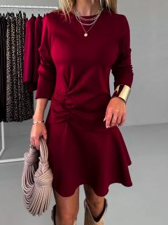 Bordó elegantné krátke šaty AYGLU s volánom Veľkosť: ONESIZE