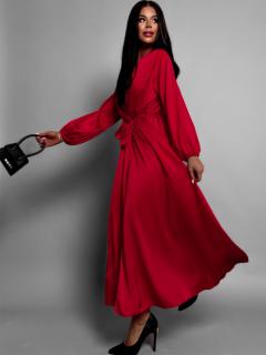 Bordó elegantné šaty WOMAN s dlhým rukávom Veľkosť: ONESIZE