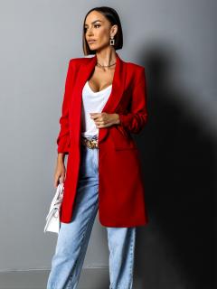 Červené elegantné sako CASTIEL otvoreného štýlu Veľkosť: ONESIZE