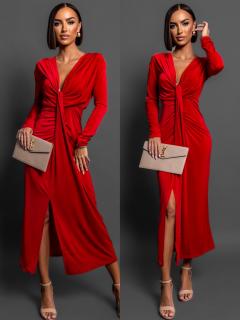 Červené elegantné šaty BOREAS s výstrihom Veľkosť: ONESIZE