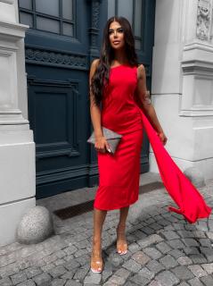 Červené elegantné šaty COLOMBE s vlečkou Veľkosť: ONESIZE