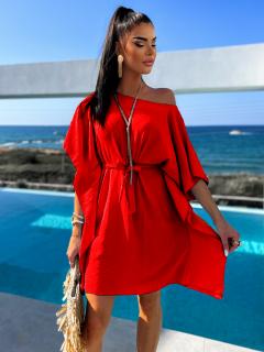 Červené elegantné šaty MEERA na zaväzovanie Veľkosť: ONESIZE