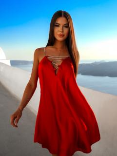 Červené elegantné šaty MILLER s trblietavými ramienkami