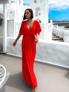 Červené elegantné šaty PARFOMELLE s výstrihom do V Veľkosť: ONESIZE