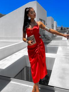 Červené elegantné šaty STELLAR s riasením