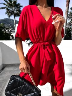 Červené ľahké šaty MULLBERY s výstrihom Veľkosť: ONESIZE