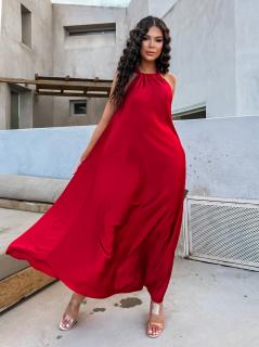 Červené lesklé elegantné šaty CORALLINE