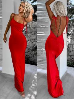 Červené šaty KONTRAME so zaväzovaním na ramenách Veľkosť: ONESIZE