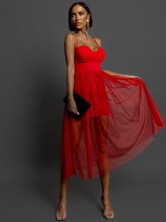 Červené tylové šaty POLOWA Veľkosť: ONESIZE
