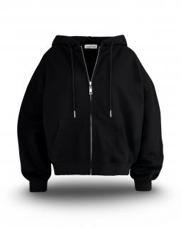 Čierna basic bavlnená mikina s kapucňou OUTUBRO na zips Veľkosť: ONESIZE