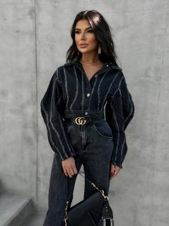 Čierna krátka denim bunda SPARKYS Veľkosť: M/L