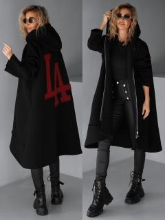 Čierna maxi oversize mikina PLUSYT na zips Veľkosť: ONESIZE