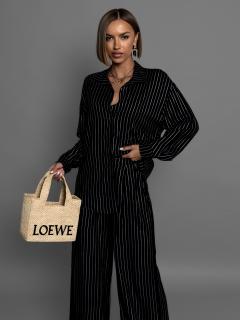 Čierna oversize košeľa TOMAES s prúžkami Veľkosť: ONESIZE