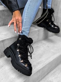 Čierne členkové topánky LUNNAY so šnurovaním Veľkosť: 38