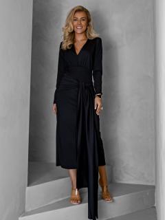 Čierne dlhé elegantné šaty AUTIS so zaväzovaním Veľkosť: ONESIZE