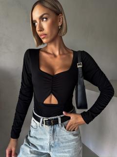 Čierne elegantné body ECEM s výstrihom Veľkosť: ONESIZE