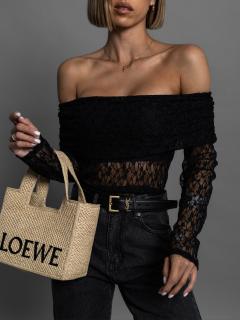 Čierne elegantné krajkové body THEOR Veľkosť: ONESIZE