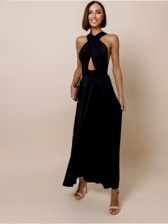 Čierne elegantné šaty BEATRICE s viazaním Veľkosť: ONESIZE