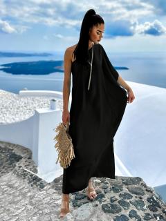 Čierne elegantné šaty HUDIESI cez rameno Veľkosť: ONESIZE