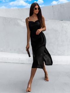 Čierne elegantné šaty MELIAN s prestrihmi