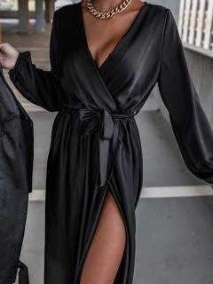 Čierne elegantné šaty WOMAN s dlhým rukávom