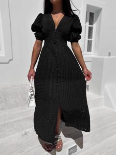 Čierne košeľové šaty SEPHINO s gombíkmi Veľkosť: ONESIZE