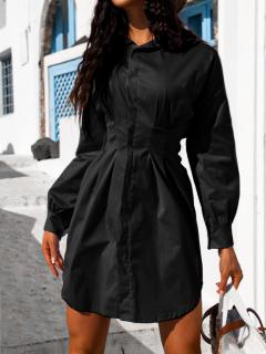 Čierne košeľové šaty SIERRA na gombíky Veľkosť: ONESIZE