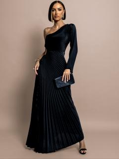 Čierne plisované šaty KYBELA na jedno rameno Veľkosť: ONESIZE