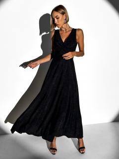 Čierne trblietavé dlhé elegantné šaty DUNJA Veľkosť: ONESIZE